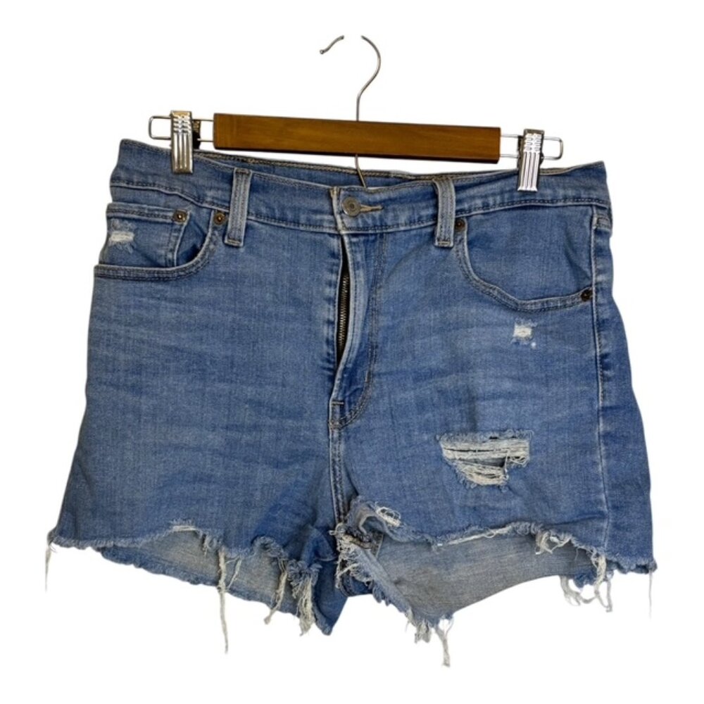 Levi's Blue Distressed Jean Shorts